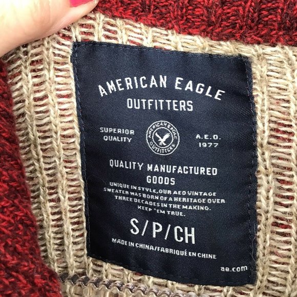 American Eagle Fair Isle Button Sweater Mens Small - Picture 5 of 7